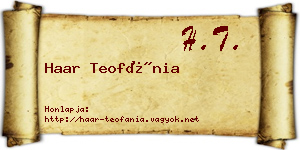 Haar Teofánia névjegykártya